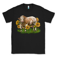 Black simmental bull with sunflowers Classic Tee - LillyAllenDesigns