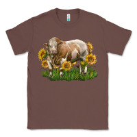 Chestnut simmental bull with sunflowers Classic Tee - LillyAllenDesigns