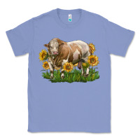Colony Blue simmental bull with sunflowers Classic Tee - LillyAllenDesigns