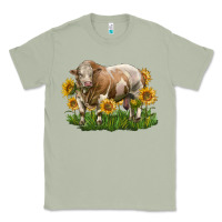 Matcha simmental bull with sunflowers Classic Tee - LillyAllenDesigns