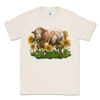 Natural simmental bull with sunflowers Classic Tee - LillyAllenDesigns