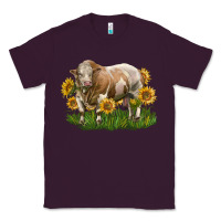 Plum simmental bull with sunflowers Classic Tee - LillyAllenDesigns