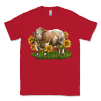 Red simmental bull with sunflowers Classic Tee - LillyAllenDesigns