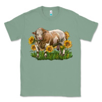 Sage simmental bull with sunflowers Classic Tee - LillyAllenDesigns