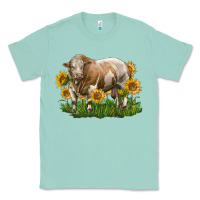Seafoam simmental bull with sunflowers Classic Tee - LillyAllenDesigns