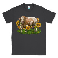 Smoke simmental bull with sunflowers Classic Tee - LillyAllenDesigns