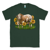 Sports Green simmental bull with sunflowers Classic Tee - LillyAllenDesigns