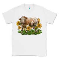 White simmental bull with sunflowers Classic Tee - LillyAllenDesigns