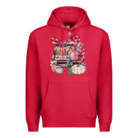 Cardinal Breast Cancer truck with pumpkins Premium Hoodie - FaDigitalArtStudio