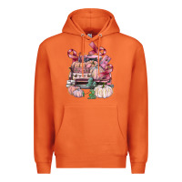 Carrot Breast Cancer truck with pumpkins Premium Hoodie - FaDigitalArtStudio