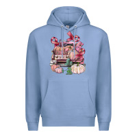 Colony Blue Breast Cancer truck with pumpkins Premium Hoodie - FaDigitalArtStudio