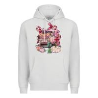 Dove Grey Breast Cancer truck with pumpkins Premium Hoodie - FaDigitalArtStudio