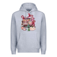 Heather Grey Breast Cancer truck with pumpkins Premium Hoodie - FaDigitalArtStudio