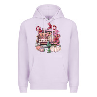 Lilac Breast Cancer truck with pumpkins Premium Hoodie - FaDigitalArtStudio