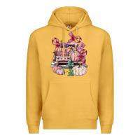 Mustard Breast Cancer truck with pumpkins Premium Hoodie - FaDigitalArtStudio