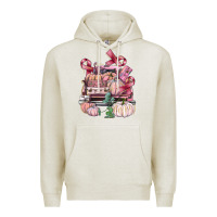 Oatmeal Heather Breast Cancer truck with pumpkins Premium Hoodie - FaDigitalArtStudio