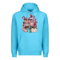 Ocean Blue Breast Cancer truck with pumpkins Premium Hoodie - FaDigitalArtStudio