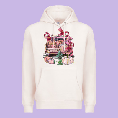 Breast Cancer Truck With Pumpkins Premium Hoodie Designed By Fadigitalartstudio