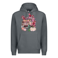 Rock Breast Cancer truck with pumpkins Premium Hoodie - FaDigitalArtStudio