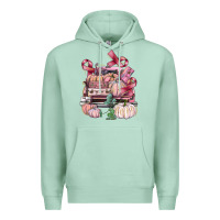 Seafoam Breast Cancer truck with pumpkins Premium Hoodie - FaDigitalArtStudio