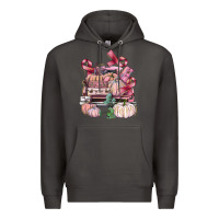 Smoke Breast Cancer truck with pumpkins Premium Hoodie - FaDigitalArtStudio