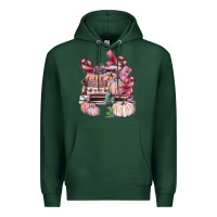 Sports Green Breast Cancer truck with pumpkins Premium Hoodie - FaDigitalArtStudio