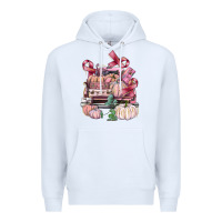 White Breast Cancer truck with pumpkins Premium Hoodie - FaDigitalArtStudio