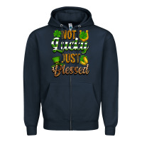 Navy St. Patrick's Not lucky just blessed Zipper Hoodie - OliviaCreatesArt