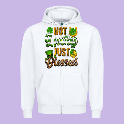 St. Patrick's Not Lucky Just Blessed Zipper Hoodie Designed By Oliviacreatesart