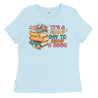 Baby Blue it's a good day to read a book Ladies Tee - MaliasSmallBusiness