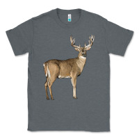 Charcoal Heather white tailed buck deer Classic Tee - LillyAllenDesigns