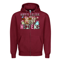 Burgundy Happy Easter Heifers Zipper Hoodie - OliviaCreatesArt