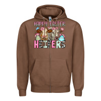 Chestnut Happy Easter Heifers Zipper Hoodie - OliviaCreatesArt