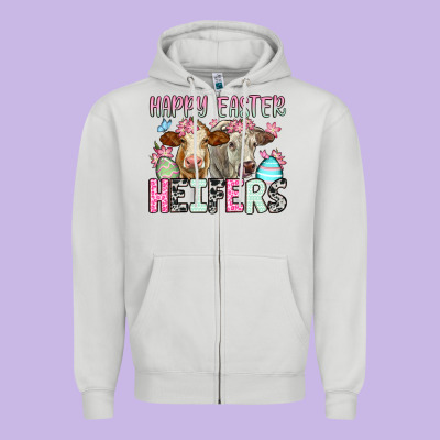 Happy Easter Heifers Zipper Hoodie Designed By Oliviacreatesart