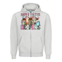 Dove Grey Happy Easter Heifers Zipper Hoodie - OliviaCreatesArt
