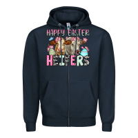 Navy Happy Easter Heifers Zipper Hoodie - OliviaCreatesArt