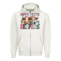 Oatmeal Heather Happy Easter Heifers Zipper Hoodie - OliviaCreatesArt