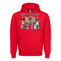 Red Happy Easter Heifers Zipper Hoodie - OliviaCreatesArt