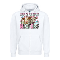 White Happy Easter Heifers Zipper Hoodie - OliviaCreatesArt
