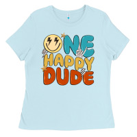 Baby Blue one happy dude Ladies Tee - MaliasSmallBusiness