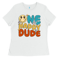 White one happy dude Ladies Tee - MaliasSmallBusiness