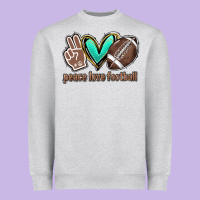 Peace Love Football Heavyweight Sweatshirt Designed By Howdyjamesfarm