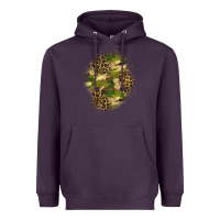 Plum camouflage and leopard patch  4 Heavyweight Hoodie - BundleAndBundleShop
