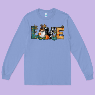 Fall Love Gnome Long Sleeve Tee Designed By Ranaportraitstore