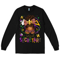 Black mardi gras school secretary afro messy bun Long Sleeve Tee - texasbilliewilder
