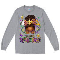 Heather Grey mardi gras school secretary afro messy bun Long Sleeve Tee - texasbilliewilder