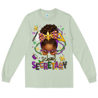 Matcha mardi gras school secretary afro messy bun Long Sleeve Tee - texasbilliewilder