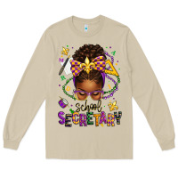 Mushroom mardi gras school secretary afro messy bun Long Sleeve Tee - texasbilliewilder