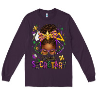 Plum mardi gras school secretary afro messy bun Long Sleeve Tee - texasbilliewilder