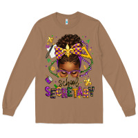 Toasted Coconut mardi gras school secretary afro messy bun Long Sleeve Tee - texasbilliewilder
